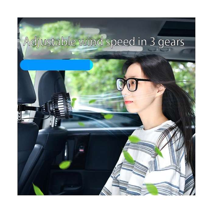 Fan for Car Electric Car Clip Cooling Fans Headrest Rotatable Dual Head 3 Speed Rear Air Fan
