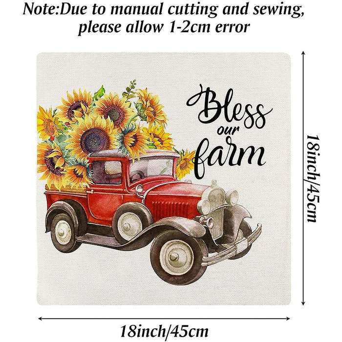 Farm Sunflower Pillow Covers 18x18 Inch Set Of 4 Decorative Throw Pillowcase Farmhouse Decor