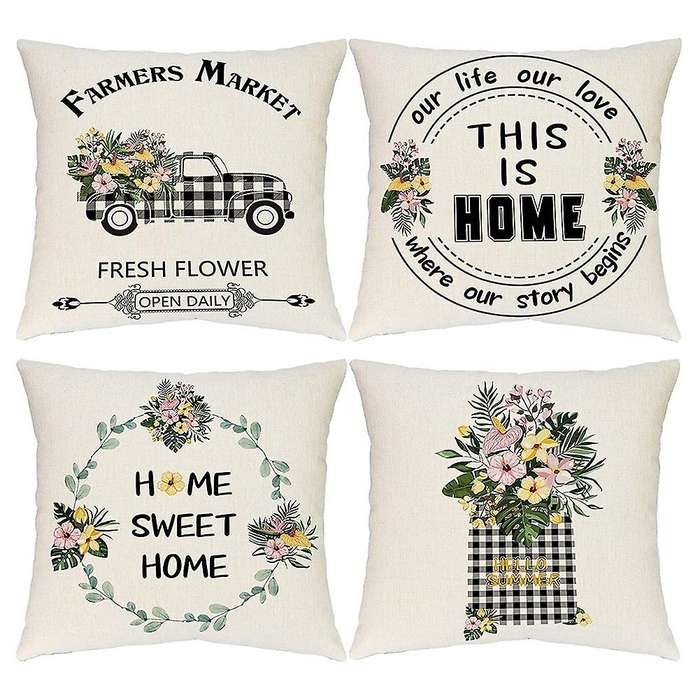 Farmhouse Pillow Covers 18x18 Set Of 4 Decorations Throw Pillow Covers Decor