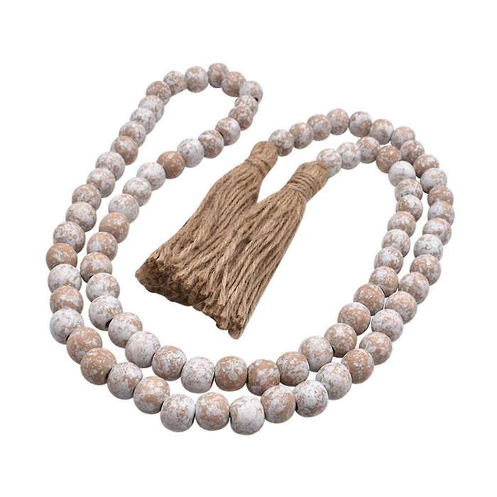 Farmhouse Wood Bead Garland Home Decor, Natural Wood Garland From Tiered Tray, Decorative Garland, R
