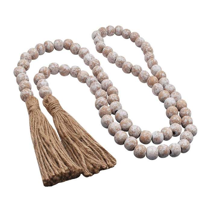 Farmhouse Wood Bead Garland Home Decor, Natural Wood Garland From Tiered Tray, Decorative Garland, R