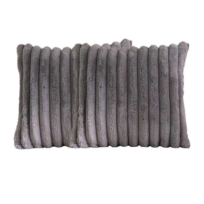 Faux Fur Plush Grey Throw Pillow Covers Fuzzy Striped Pillowcase Cushion Covers 18 X 18 Inch Decor S