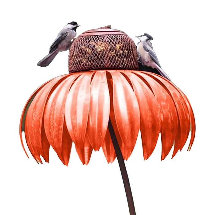Feeder Bottle with Stand Outdoor Garden Flower Shaped Bird Feeder
