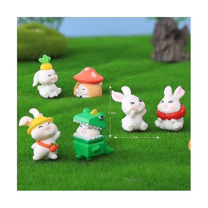 Figurines Miniature Cartoon Rabbit Mini Landscape Ornaments for Kawaii Animal Desk