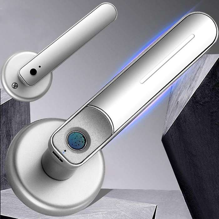 Fingerprint Door Lock Handle Smart Electric Biometric Entry with 2 Keys Anti Theft Lock for Apartmen