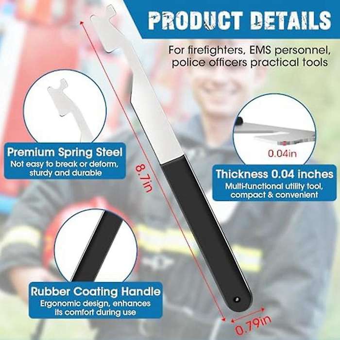 Firefighter Tools, Multipurpose Spring Steel Firefighting Tool with Rubber Handle, Multi Tool