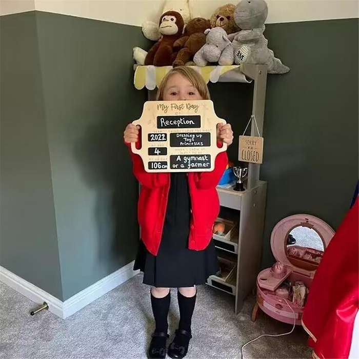 First Day Of School Sign - Reusable Memory Photo Board with Handles Starting School Nursery Prescho