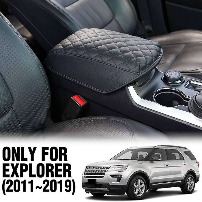 Fits for 2011-2019 Explorer Leather Center Console Lid Armrest Cover Black Car Interior