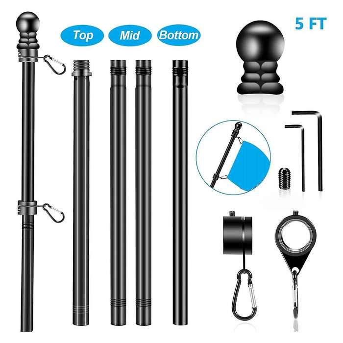 Flag Pole Set for House Porch, 5 FT Thickened Stainless Steel Wall Mount Flagpole Rotating Flagpole