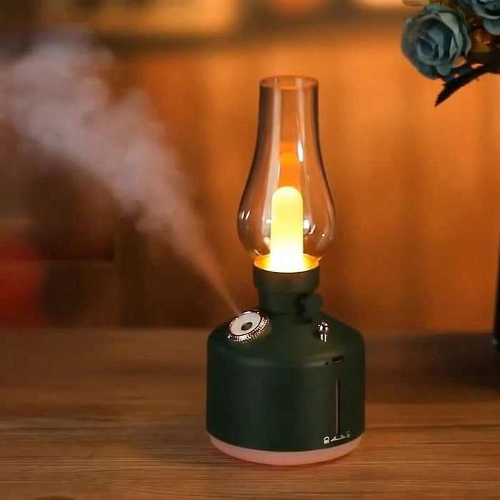 Flame Air Humidifier Wireless Aroma Diffuser USB Rechargeable Essential Oil Lights Cool Mist for Gif