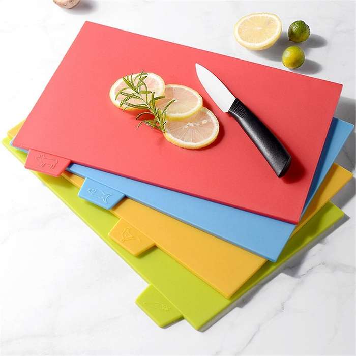 Flexible Plastic Cutting Board Mats with Food Icons, Non- Quality Thin Kitchen Cutting Mat Set