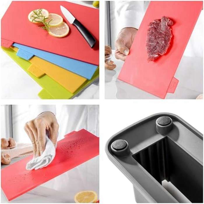 Flexible Plastic Cutting Board Mats with Food Icons, Non- Quality Thin Kitchen Cutting Mat Set
