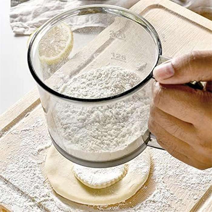 Flour Sifter for Baking, Flour Sifter, Fine Mesh with Hand Press Design, Portable Manual Sifter For