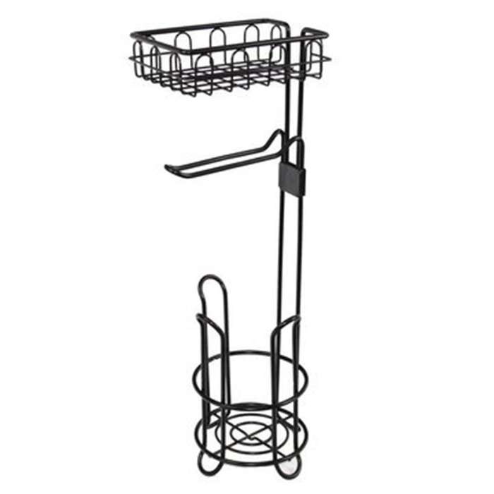 Floor Standing Metal Paper Roll Towel Holder Stand Organizer Toilet Paper Rack Vertical Storage Bas