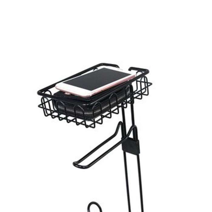 Floor Standing Metal Paper Roll Towel Holder Stand Organizer Toilet Paper Rack Vertical Storage Bas
