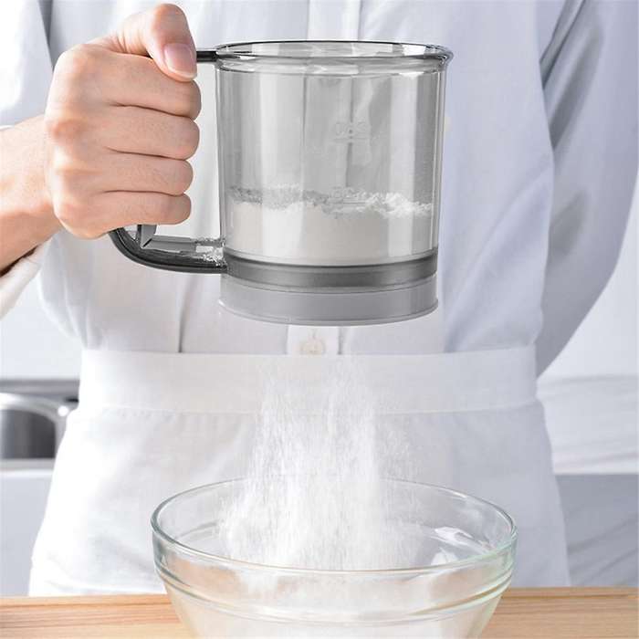 Flour Sifter, Fine Mesh Baking Sifter Cup Semi Automatic Handheld Flour Shaker Sugar Sifter