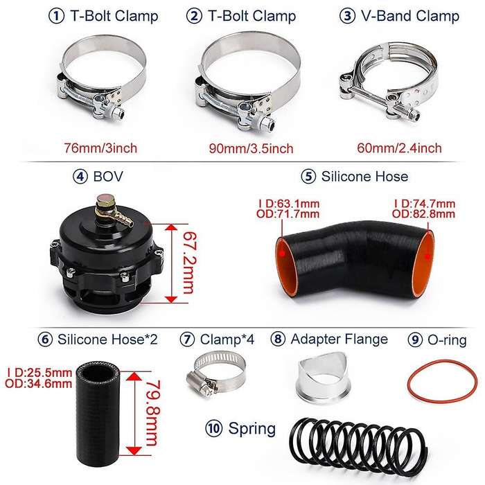 Flow Intake Turbo Chare Pipe Kit & Tial Flange & 50MM BOV for N54 E88 E90 E92 E93 135I 335I