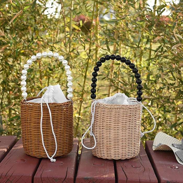 Flower Woven Pearl Handle for Vintage Rustic Wedding Ceremony Decorative, B
