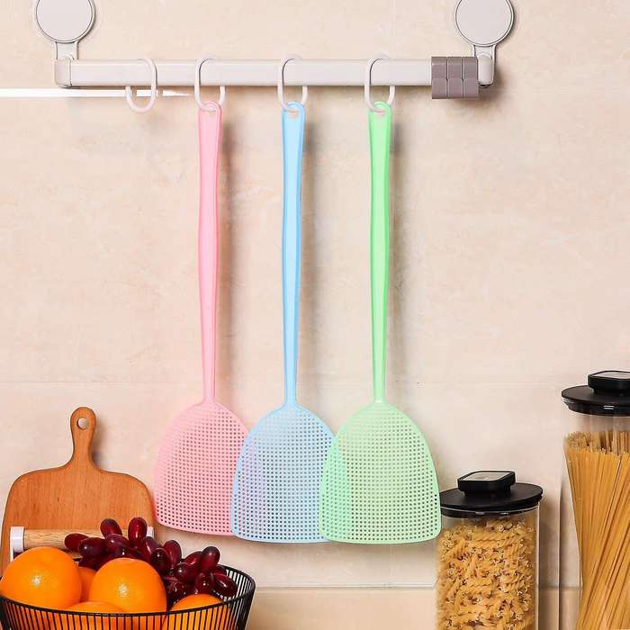 Fly Swatter 10 Pack Plastic Long Handle Fly Swat Manual Swat Pest Control for Flies and Mosquito Mu