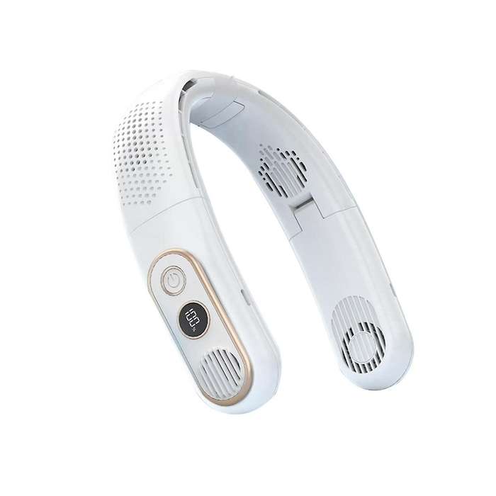 Foldable Neck Fan with Led Display,360 Cooling Usb Fan Rechargeable Wearable Hanging Necklace Fan