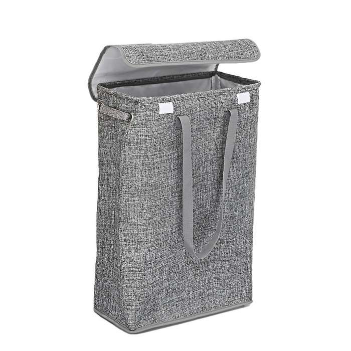 Foldable Laundry Basket Basket with Lid Household Gray