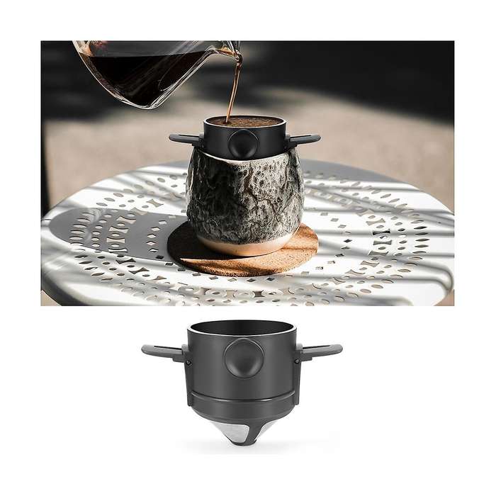Folding Coffee Filter 304 Stainless Steel Double-layer Coffee Funnel Telescopic Drip-free Filter Pa