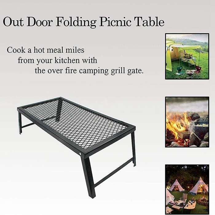 Folding Camping Grills Iron Grate for Outdoor Table Backpacking Hiking Traveling Picnic BBQ(21.6 Inc