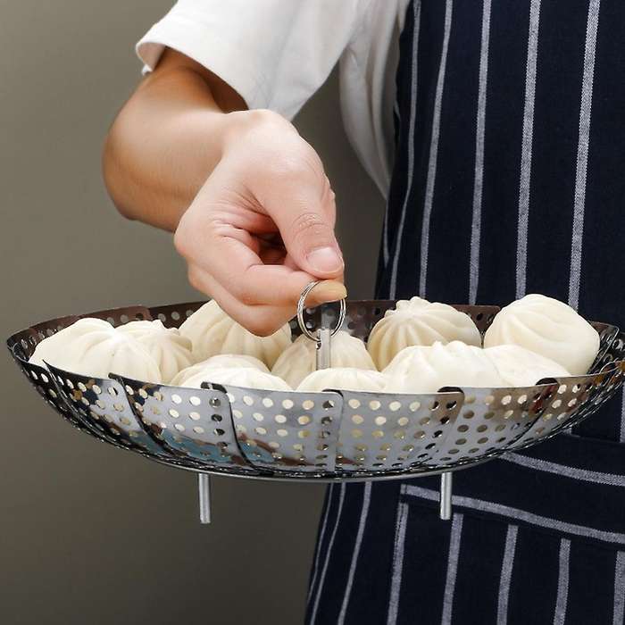 Folding Dish Steam Stainless Steel Food Basket Mesh Vegetable Vapor Cooker Steamer Expandable Kitche
