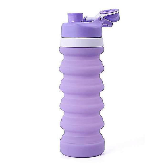 Folding Water Bottle Telescopic Kettle Fitness Water Bottle 550Ml Folding Kettle Purple