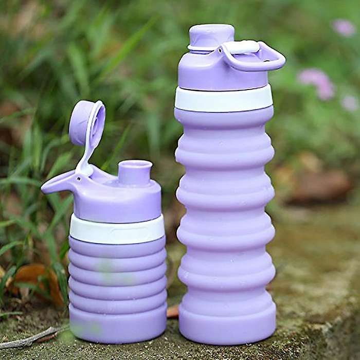 Folding Water Bottle Telescopic Kettle Fitness Water Bottle 550Ml Folding Kettle Purple
