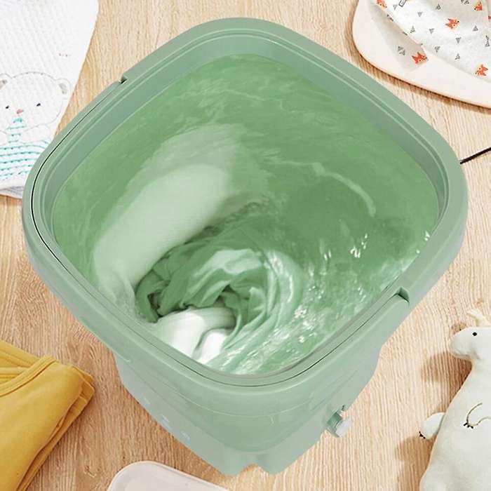 Folding Washing Machine with Dryer Bucket for Clothes Green Us Plug
