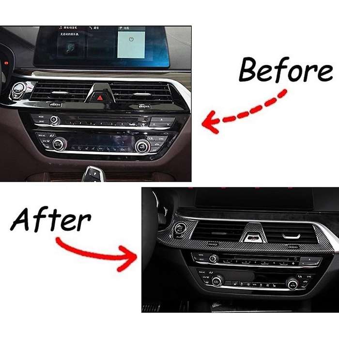 for - 5 Series G30 2018-2022 Carbon Fiber Car Console Condition Vent Outlet Cover Trim Frame Sticke