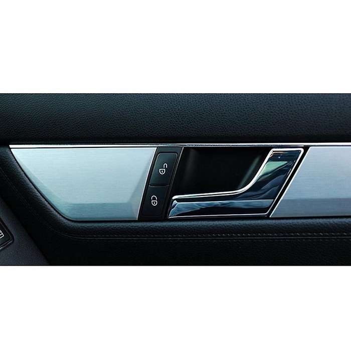 for - C-Class W204 Inner Doors Panel Handle Bar Pull Trim Cover Chromed Bright L / R