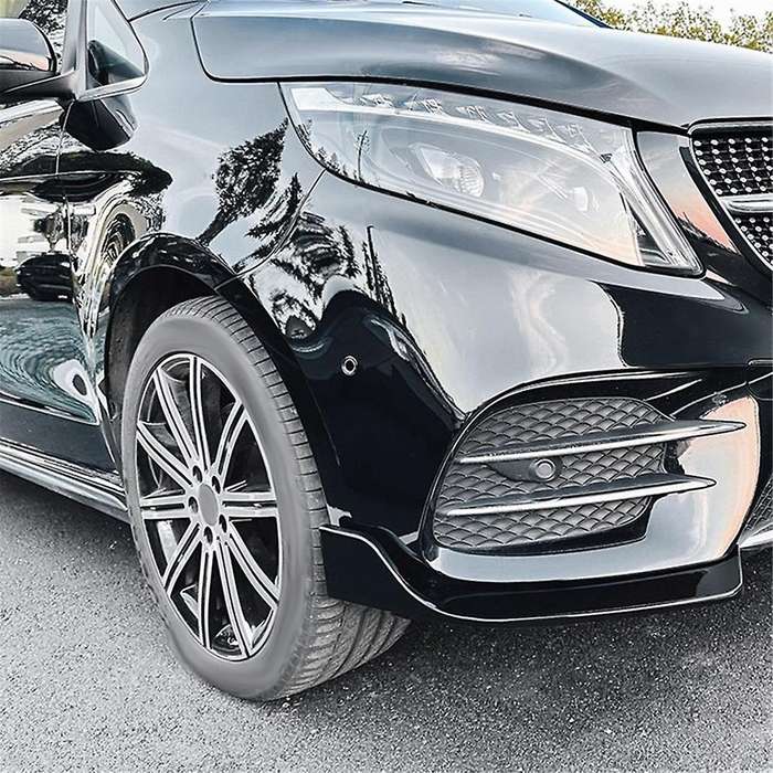 for - V-Class W447 V260 Line Front Bumper Lip Angle Diffuser Splitter Spoiler Protector Gloss Black