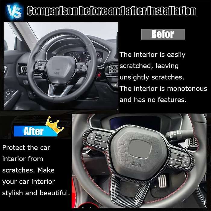 for 11Th 2022 Auto Steering Wheel Panel Button Cover Trim Sticker Decal Frame Car Interior,Black