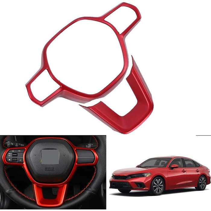 for 11Th 2022 Auto Steering Wheel Panel Button Cover Trim Sticker Decal Frame Car Interior,Red