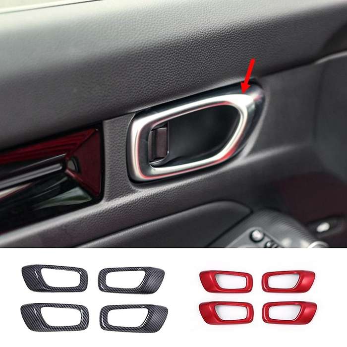 for 11Th 2022 Car Inner Door Handle Bowl Cover Decoration Frame Trim Sticker Accessories, Red