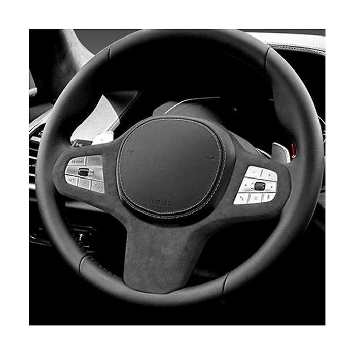 for 19-22 X5 Leather Steering Wheel Panel Cover Steering Wheel Trim Modification Stickers Blue