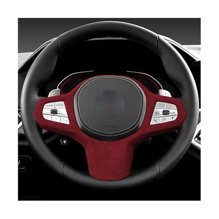for 19-22 X5 Leather Steering Wheel Panel Cover Steering Wheel Trim Modification Stickers Big Red