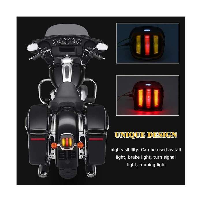 for 1999-Later Motorcycle LED Tail Light Yellow and Red Turn Signal Light Tail Light