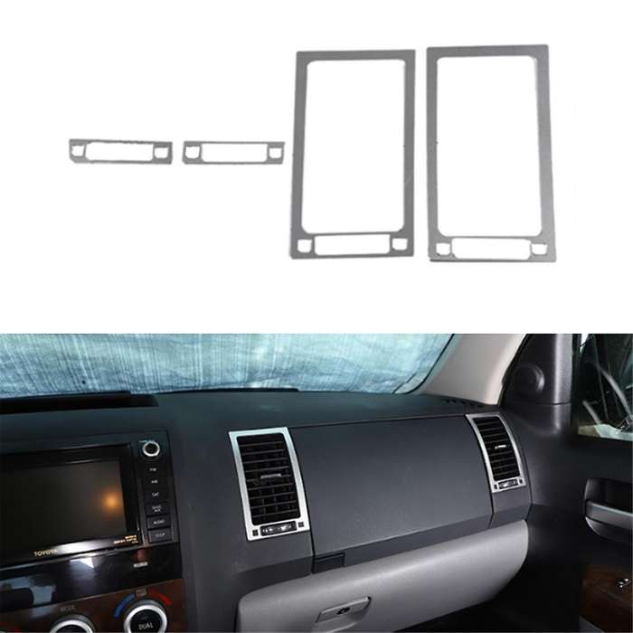 for 2007-2013 Car Dashboard and Co-Pilot Outlet Frame Cover Trim Sticker Car Accessories Silver