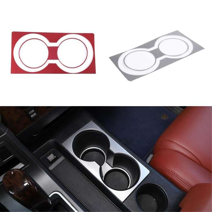 for 2007-2013 Aluminum Alloy Car Central Control Water Cup Holder Trim Sticker Car Accessories Silve