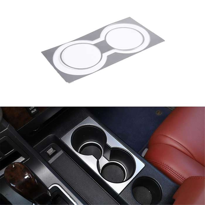 for 2007-2013 Aluminum Alloy Car Central Control Water Cup Holder Trim Sticker Car Accessories Silve