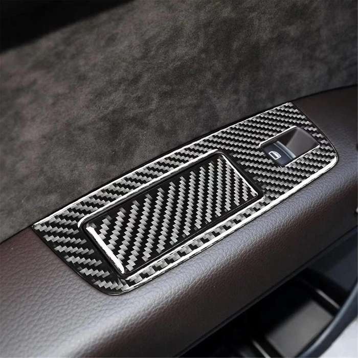 for 2007-2015 LHD Real Soft Carbon Fiber Car Window Switch Control Panel Cover Trim Interior Accesso