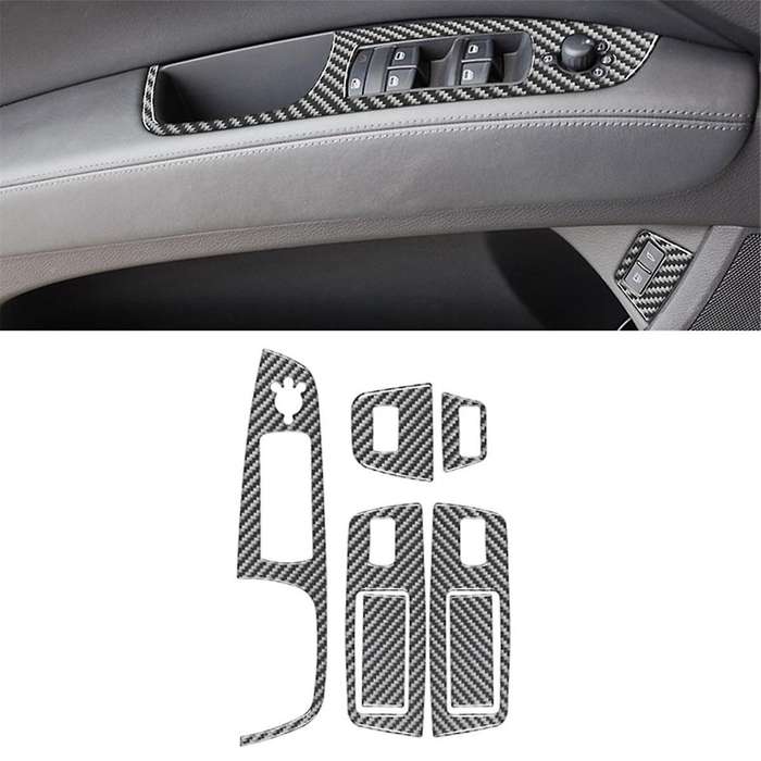 for 2007-2015 LHD Real Soft Carbon Fiber Car Window Switch Control Panel Cover Trim Interior Accesso