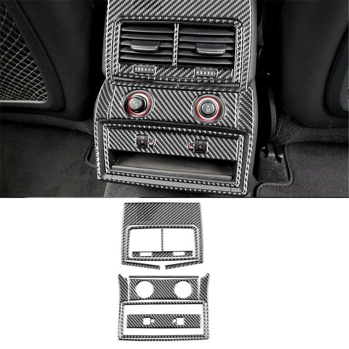 for 2007-2015 Real Soft Carbon Fiber Car Rear AC Air Vents Frame Decoration Cover Trim Interior Acce
