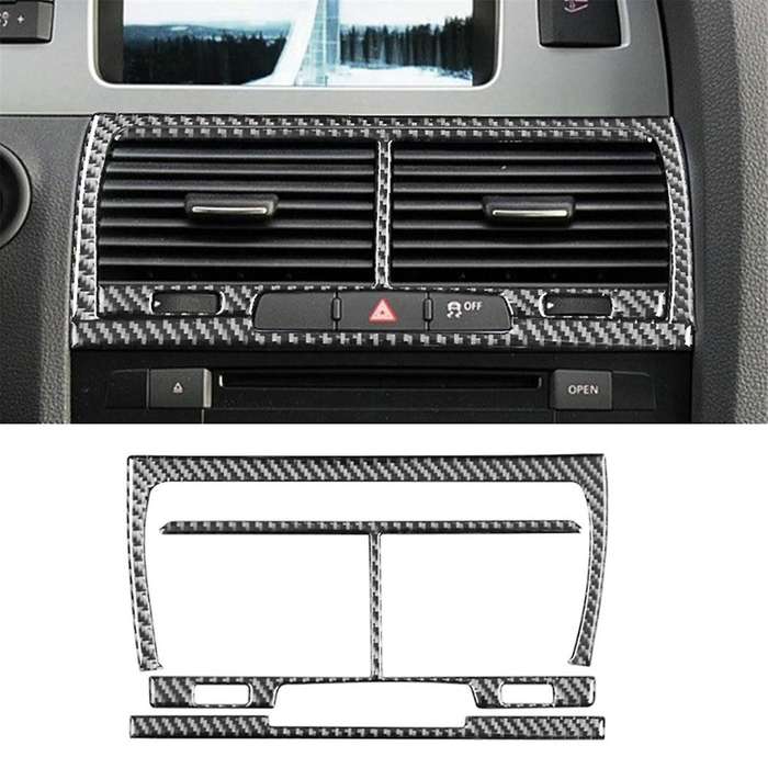 for 2007-2015 Real Soft Carbon Fiber Car Central Air Conditioner Outlet Vent Cover Trim Interior Acc