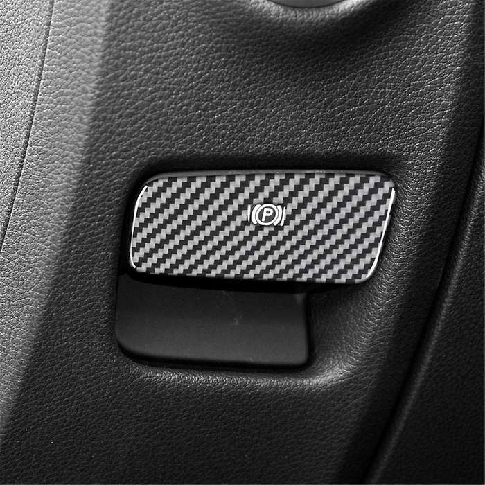 for 2007-2015 Real Soft Carbon Fiber Car Electronic Handbrake Cover Parking Brake Release Trim Acces