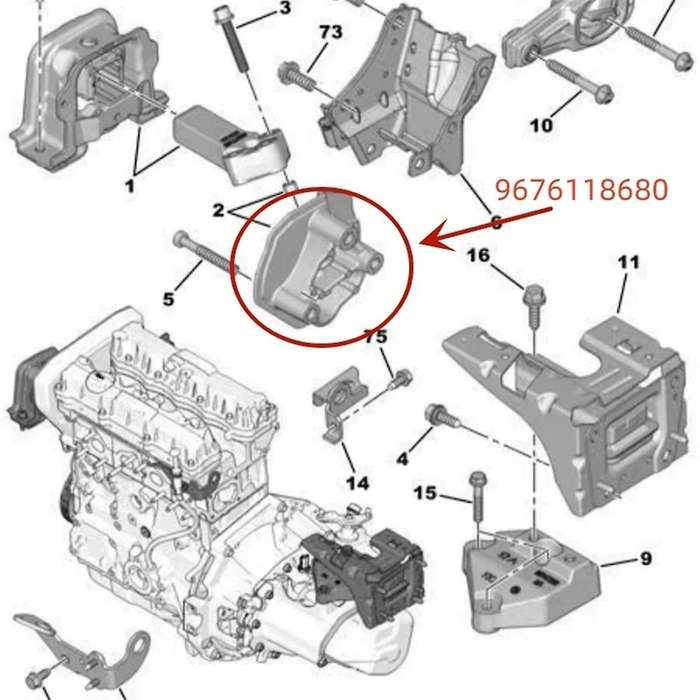 for 2008 301 C3-XR C-Elysee Palace Engine Bracket Engine Mounting Bracket 9676118680