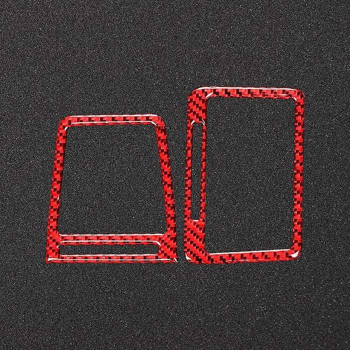 for 2008-2014 Car Accessories Carbon Fiber Dashboard Outlet Cover Panel Trim Sticker, Red